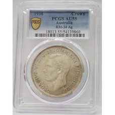 AUSTRALIA 1938 . CROWN . PCGS AU55
